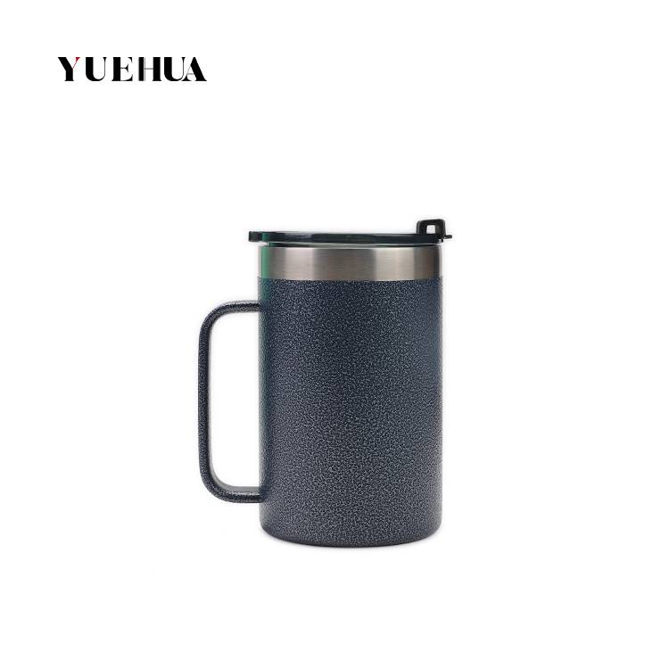18oz Hammer stone coated SS insulated coffee mug with handle Featured Image