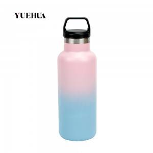 Gradient powder coating insulated water bottle with lid