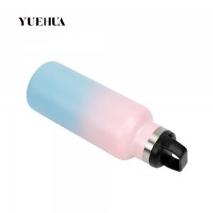 Gradient powder coating insulated water bottle with lid
