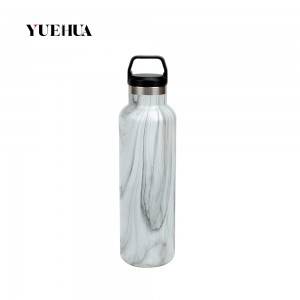 2019 China New Design Stainless Steel Vacuum Bottle - 20oz Marble printing insulated water bottle with screw handle lid – Yuehua