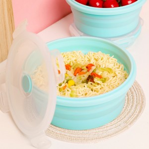 Portable Round Folding Lunch Box Silicone Lunch Box Microwave Lunch Box Plastic Refrigerator Lunch Box Silicone Lunch Box
