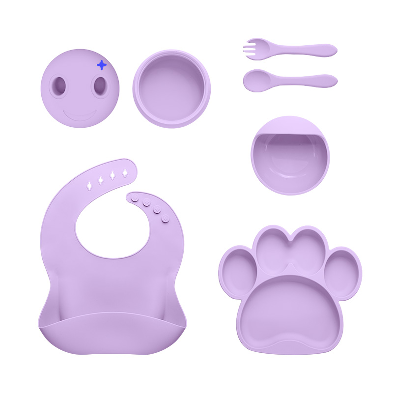 Silicone baby feeding kids dining plate bowl spoon fork bib cup for baby Featured Image